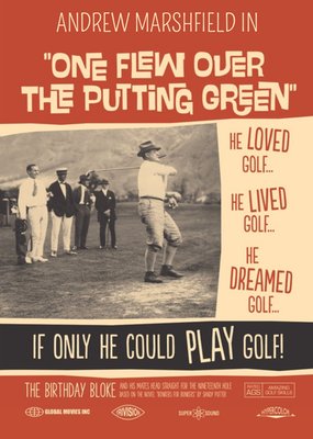 One Flew Over The Putting Green Film Golf Poster Personalised Card