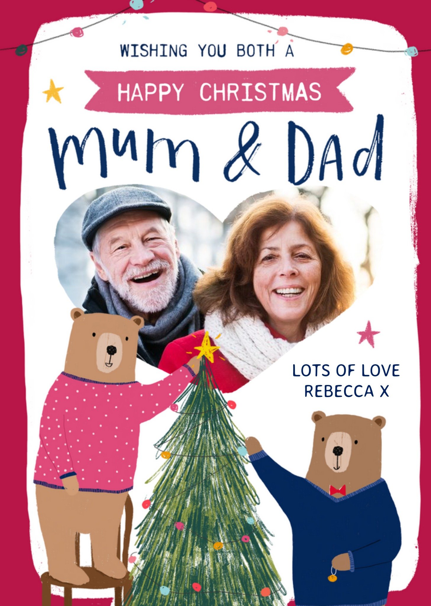 Moonpig Happy Christmas Mum And Dad Photo Upload Card Ecard