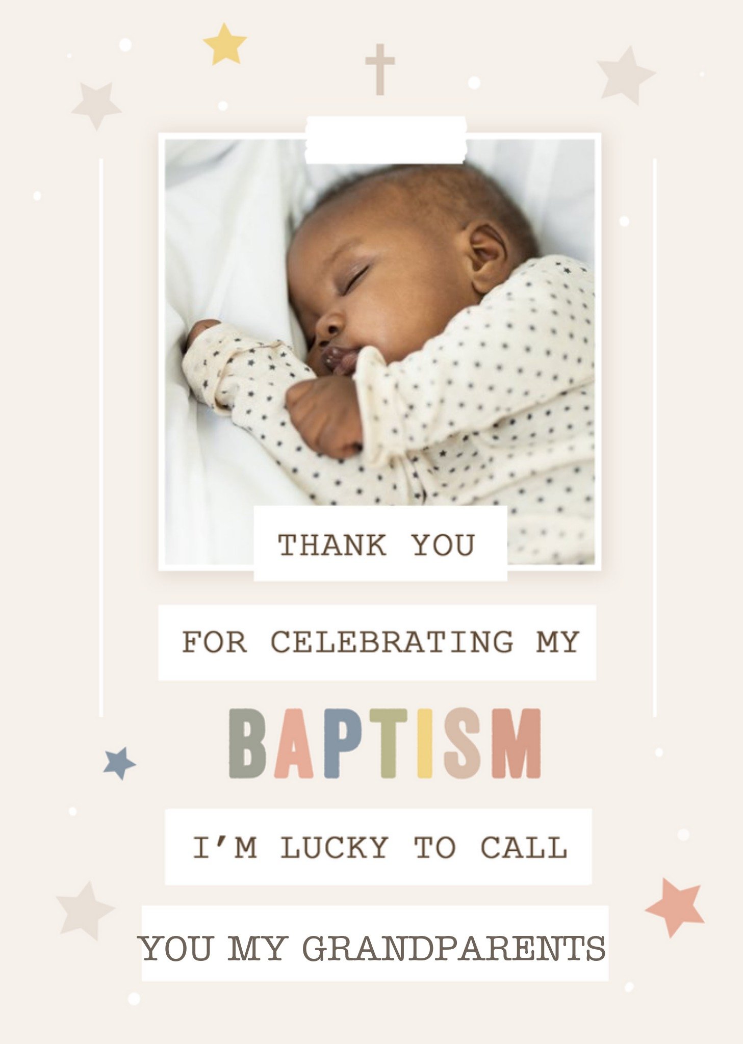 Moonpig You Are Golden Thank You Verse Baptism Photo Upload Card, Large
