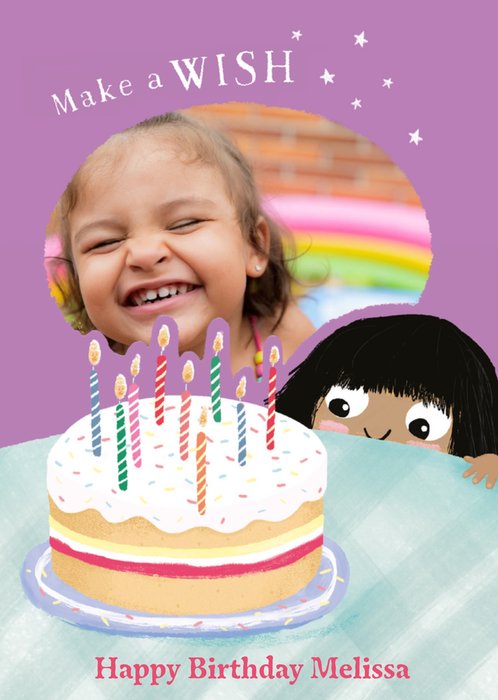 Photo Upload Illustrative Make A Wish Birthday Card  