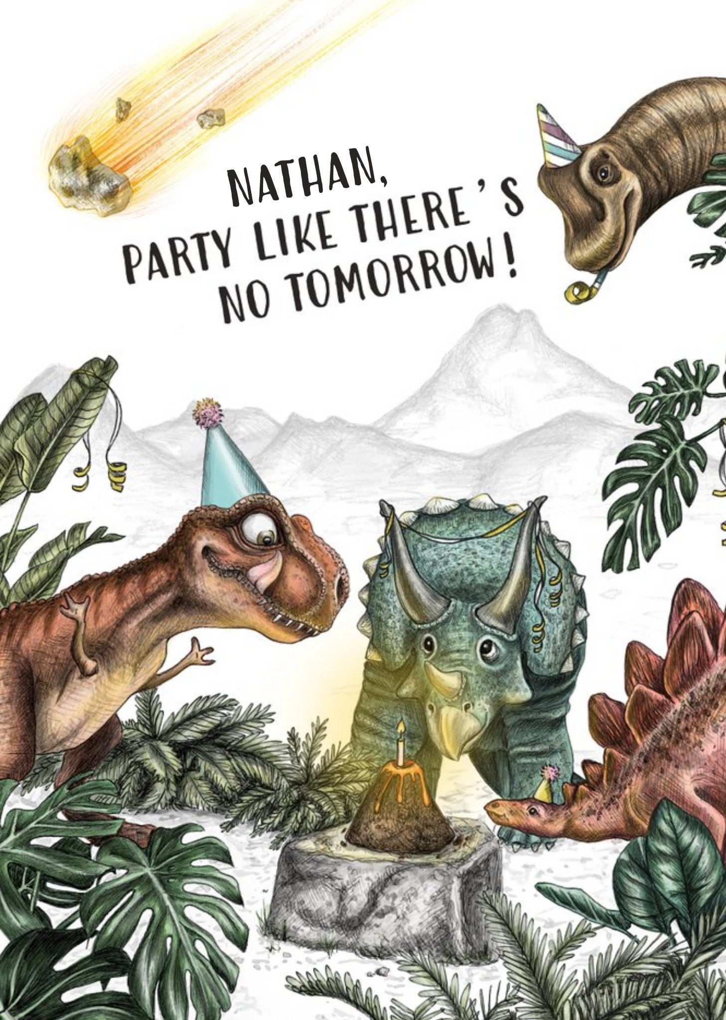 Moonpig Party Like There's No Tomorrow Dinosaurs Birthday Card, Large