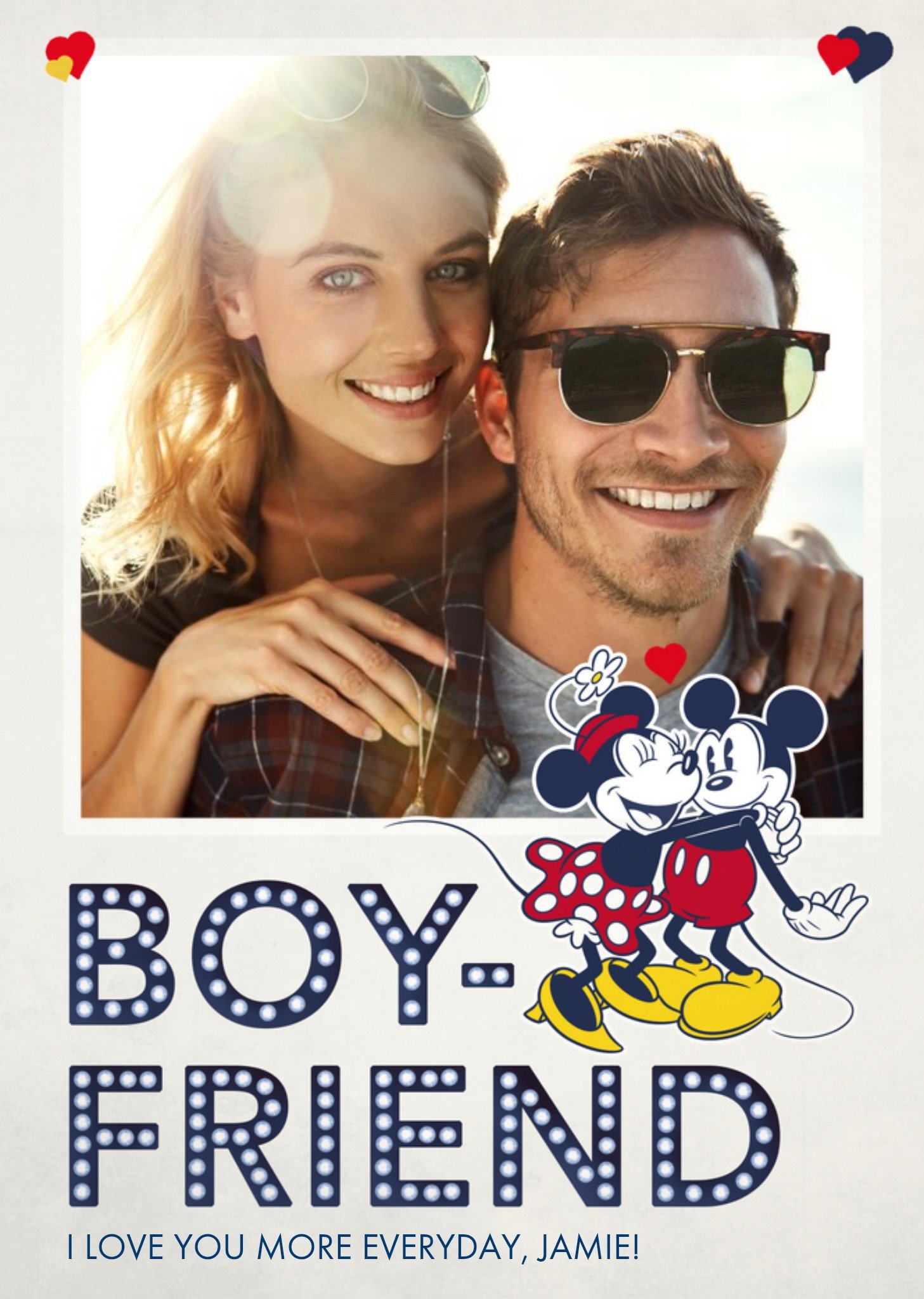 Disney Minnie And Mickey Mouse Valentines Day Boyfriend Photo Card, Large