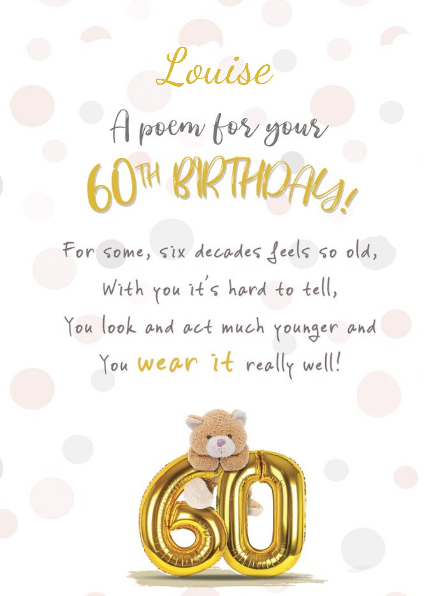 Moonpig Sweet Poem Personalised 60th Birthday Card, Large