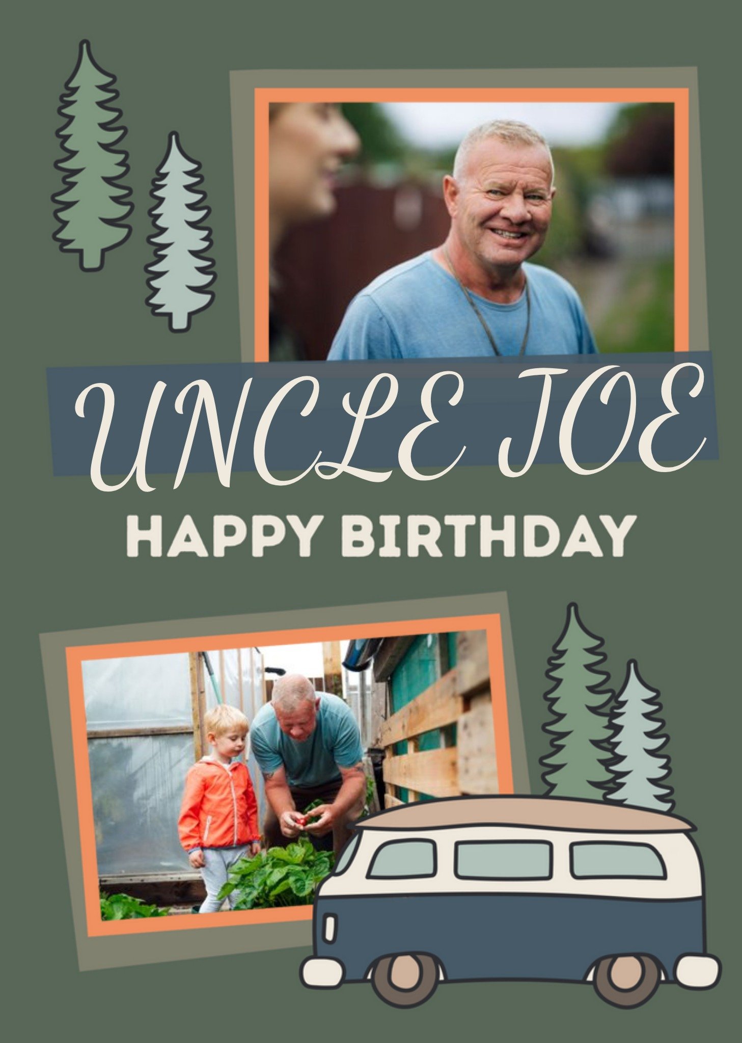 Moonpig Outdoor Adventure Illustrative Photo Upload Happy Birthday Uncle Card, Large