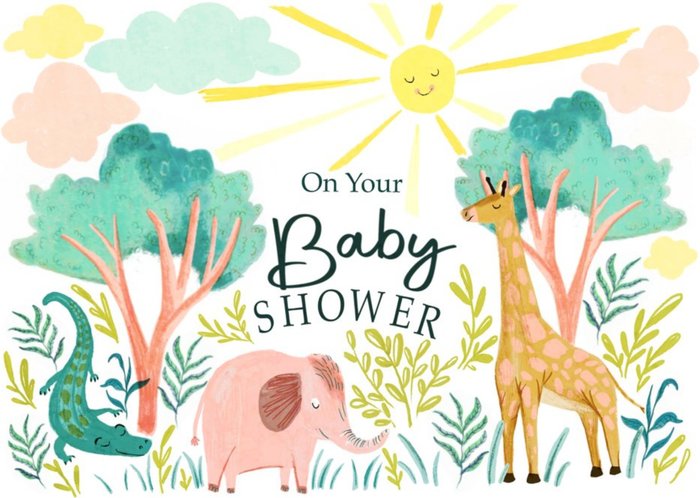 Katie Hickey Illustrations Mum Jungle Animals Baby Shower Card