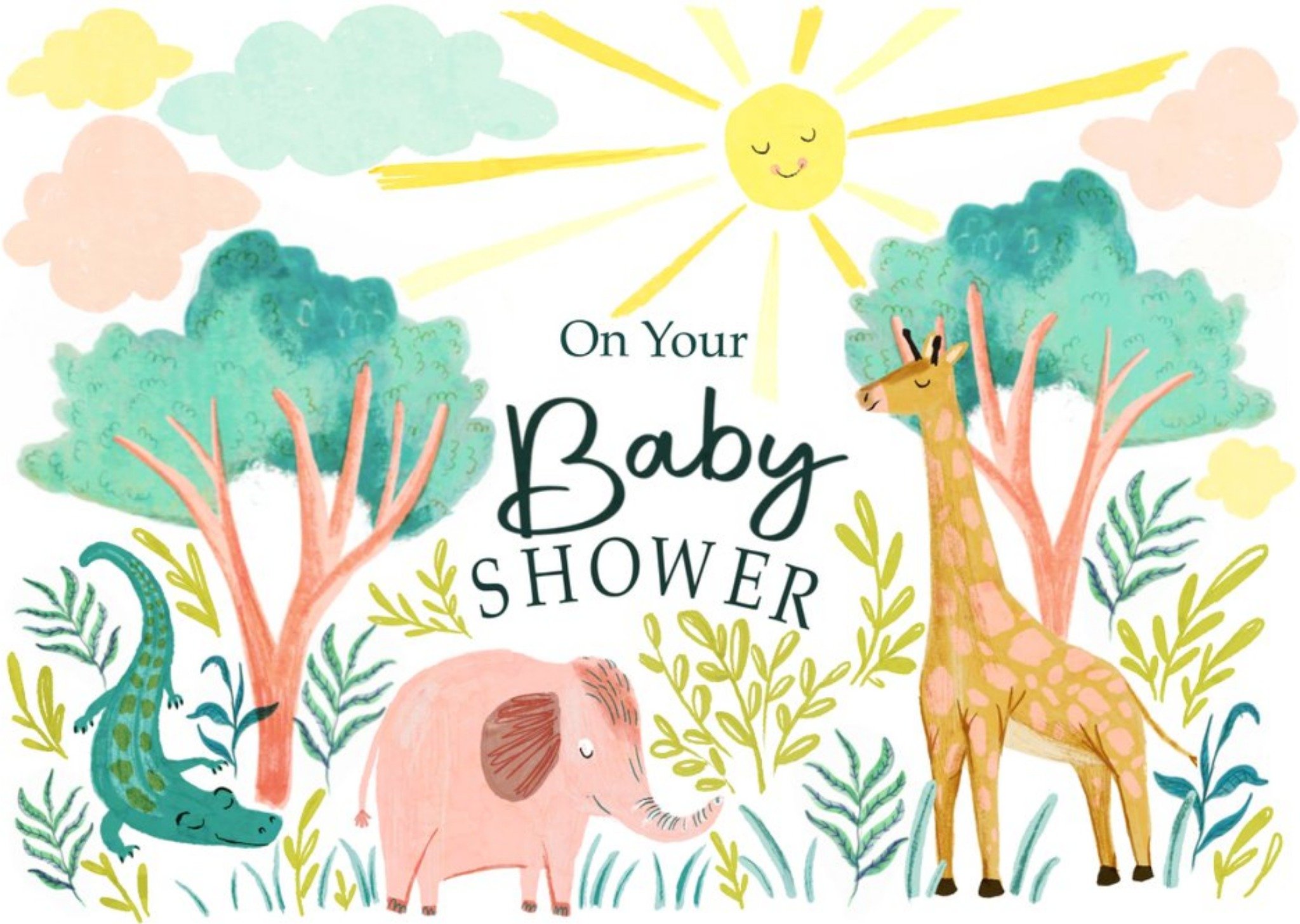 Katie Hickey Illustrations Mum Jungle Animals Baby Shower Card Ecard