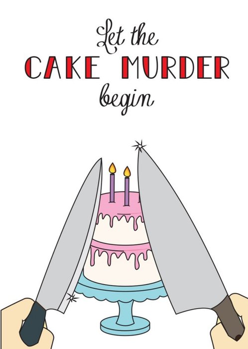 Illustration Of A Pair Of Knifes And A Cake Birthday Card