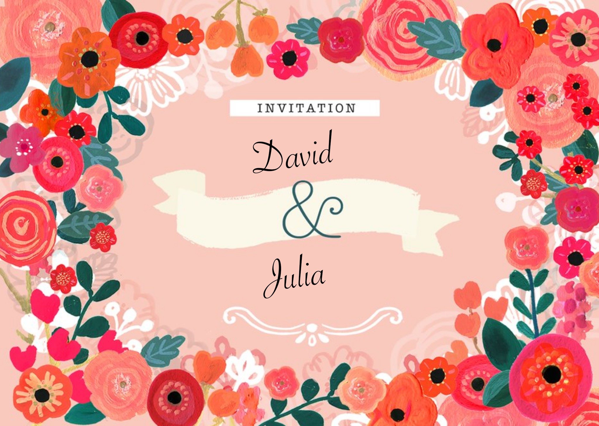 Bright Flowers Wedding Invitation Ecard