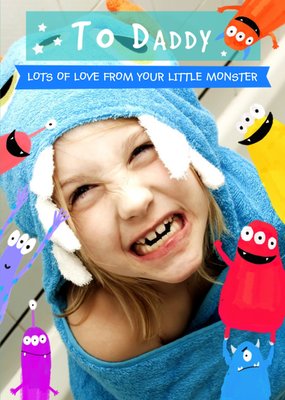 Cartoon Monsters Photo Upload Fathers Card