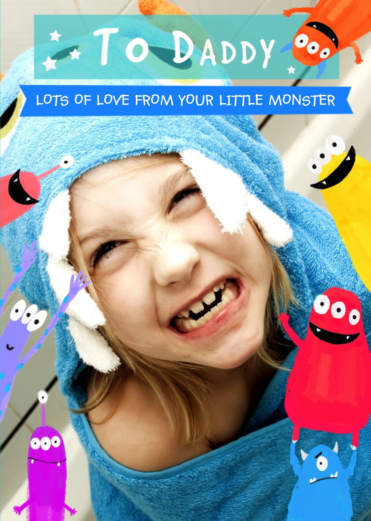 Cartoon Monsters Photo Upload Fathers Card Ecard