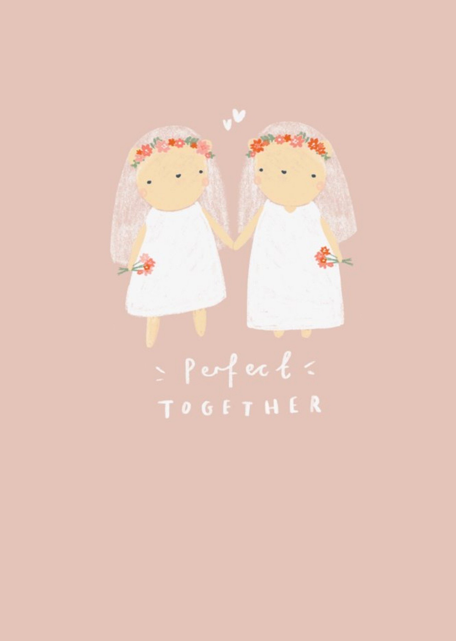 Love Hearts Beth Fletcher Illustrations Cute LGBTQ+ Female Wedding Day Bear Card, Large