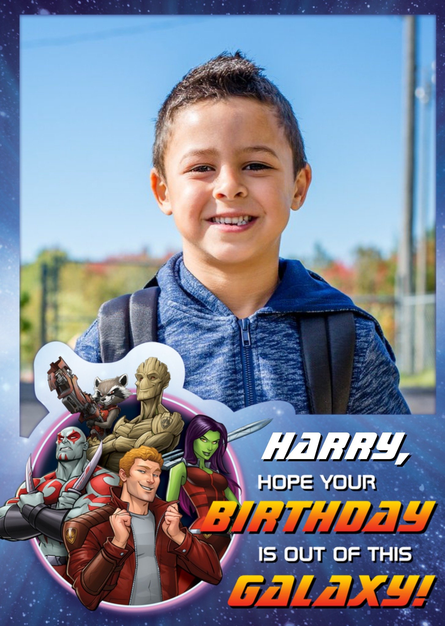 Disney Guardians Evergreen Photo Upload Birthday Card, Large