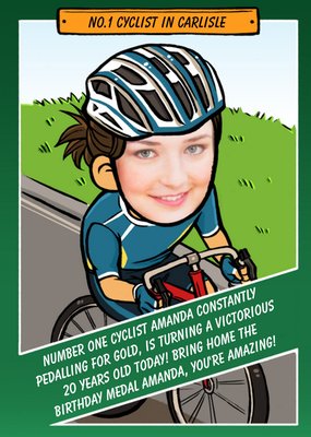 Birthday Card - Face In The Hole - Female - Photo Upload - Sport - Cycling