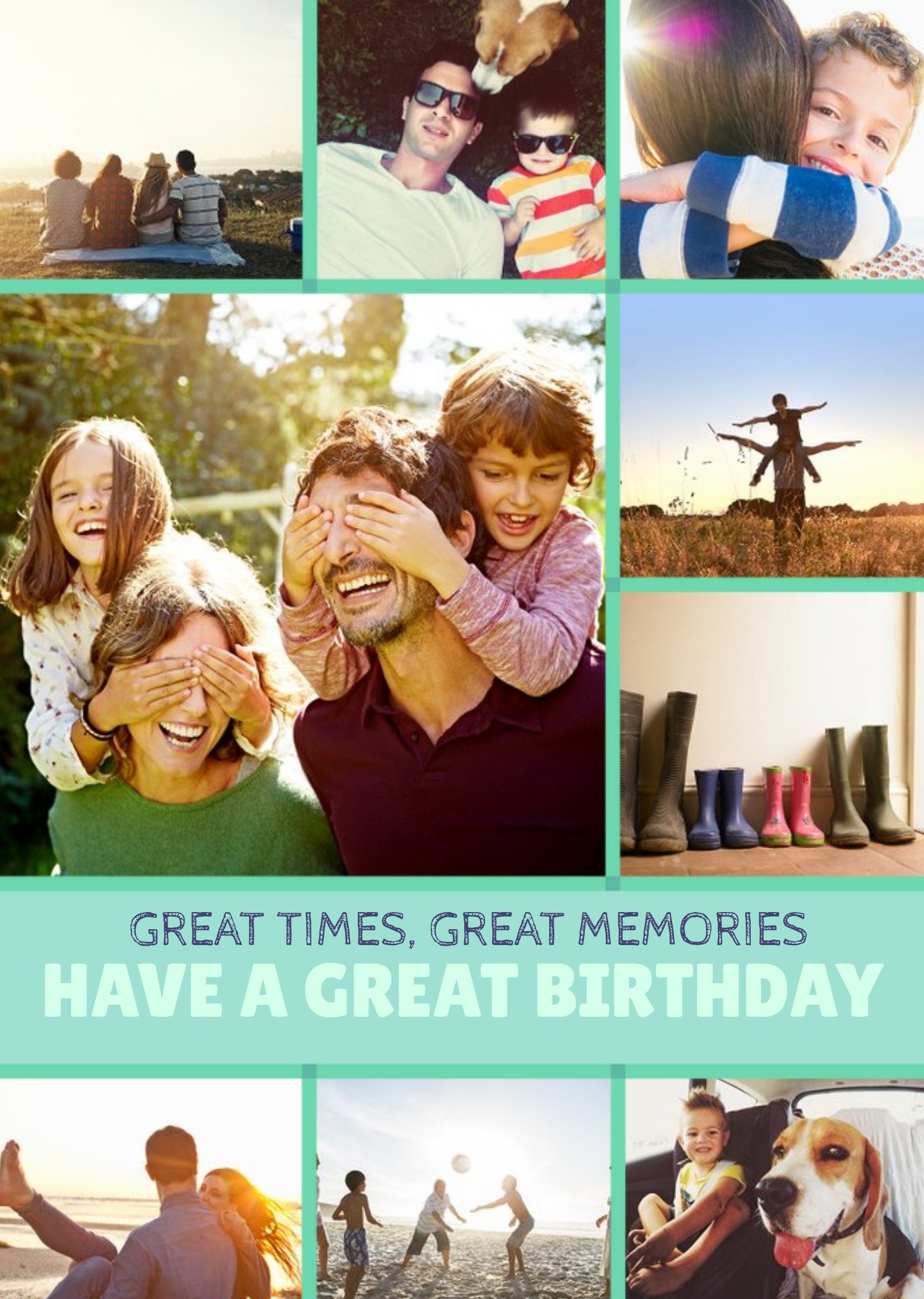 Bright Green Multi-Photo And Personalised Text Card Ecard