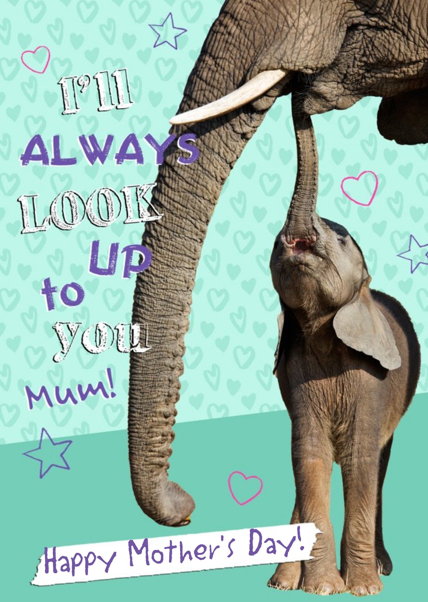 Baby And Mum Elephant Personalised Mothers Day Card