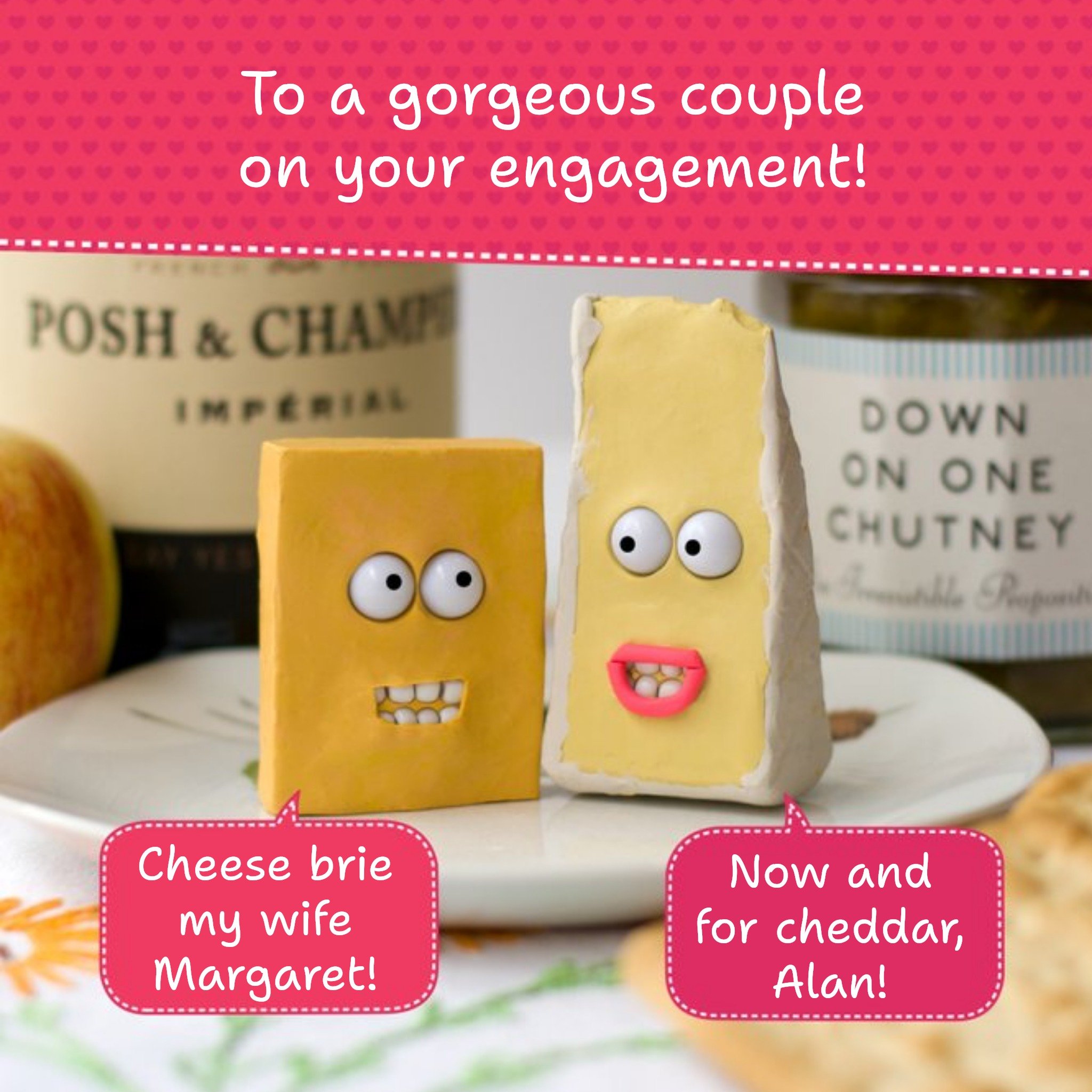 Moonpig To A Cheesy Couple Funny Personalised On Your Engagement Card, Large