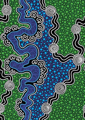Hogarth Arts Illustrated Blue Aboriginal Art Pattern Just A Note Card