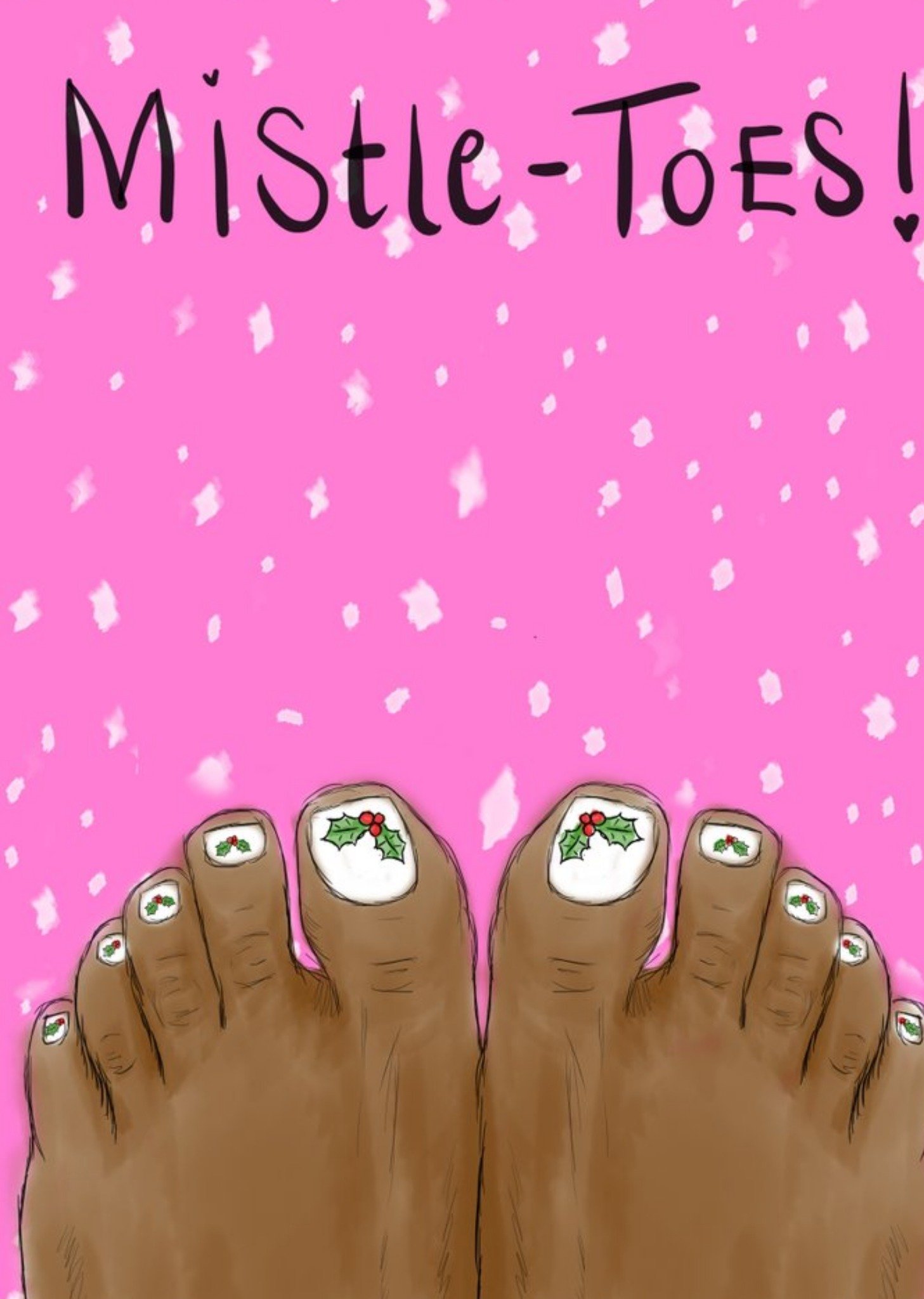 Kitsch Noir Illustrated Feet Pedicure Christmas Funny Card Ecard