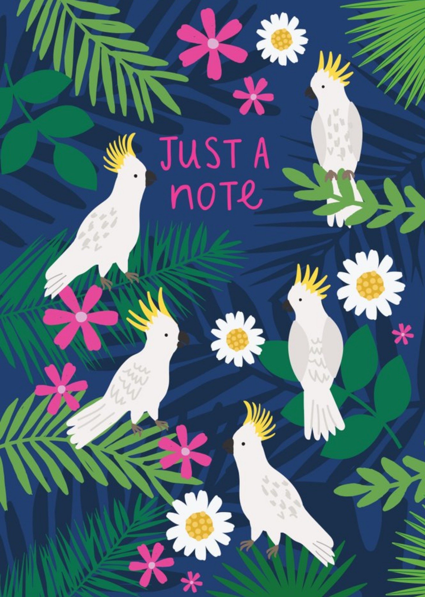 Moonpig Bright Colourful Cockatoo Illustration Just A Note Card Ecard