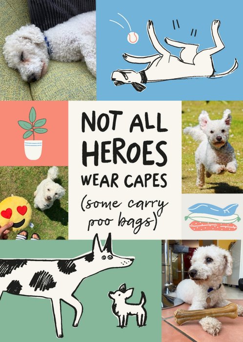 Battersea Not All Heroes Wear Capes Cute Illustrated Dogs Photo Upload Card