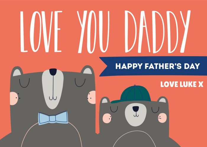 Cute Bears Love You Daddy Happy Father's Day Card