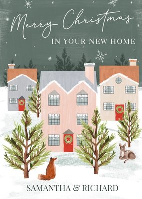 Illustration Of A Winter Scene New Home Christmas Card
