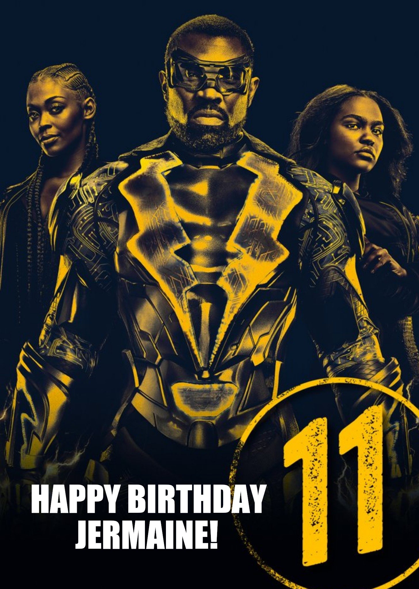 Other Black Lightning Superhero 11Th Birthday Card, Large