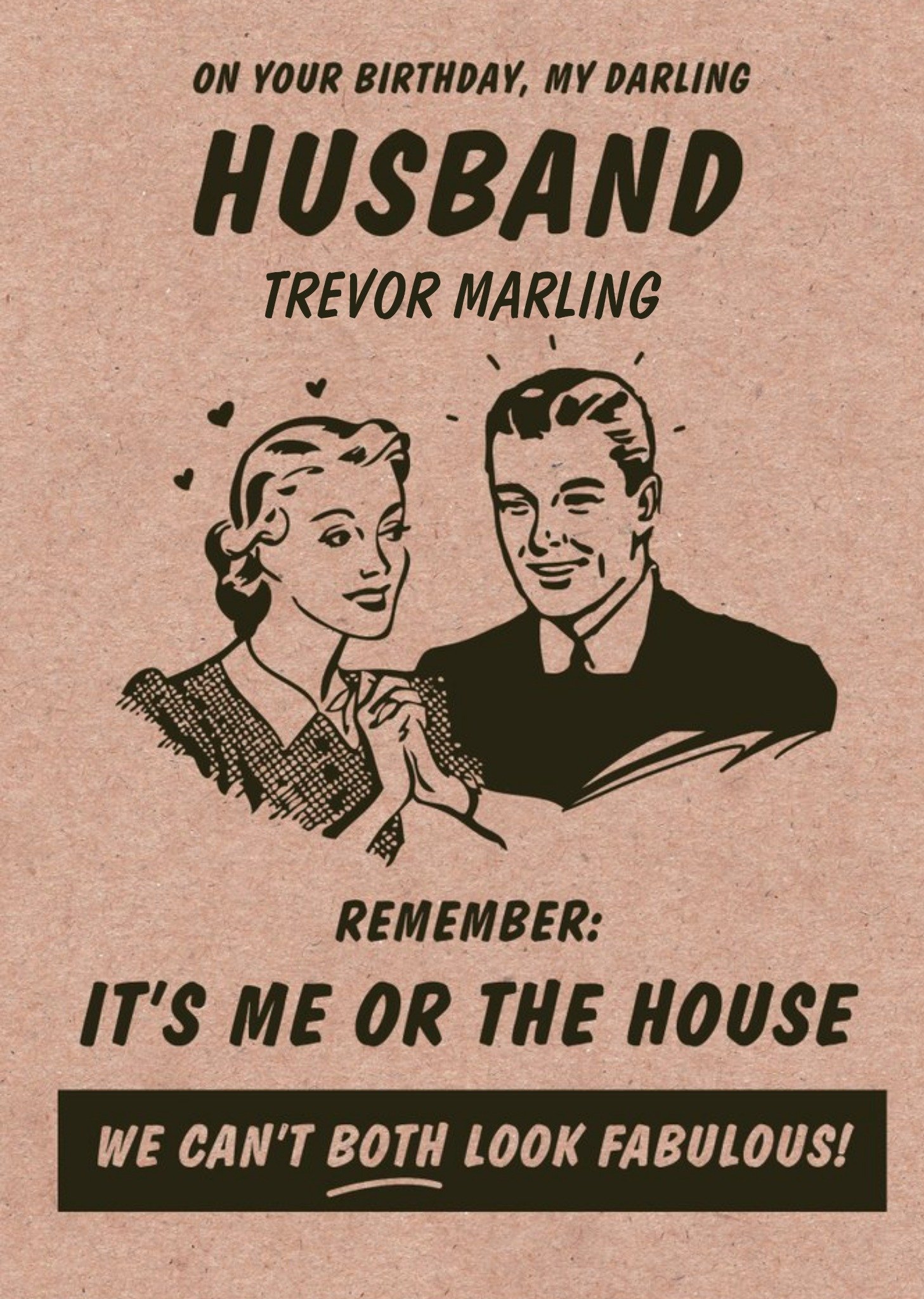 Moonpig Funny Vintage Illustrated Customisable Husband Birthday Card Ecard