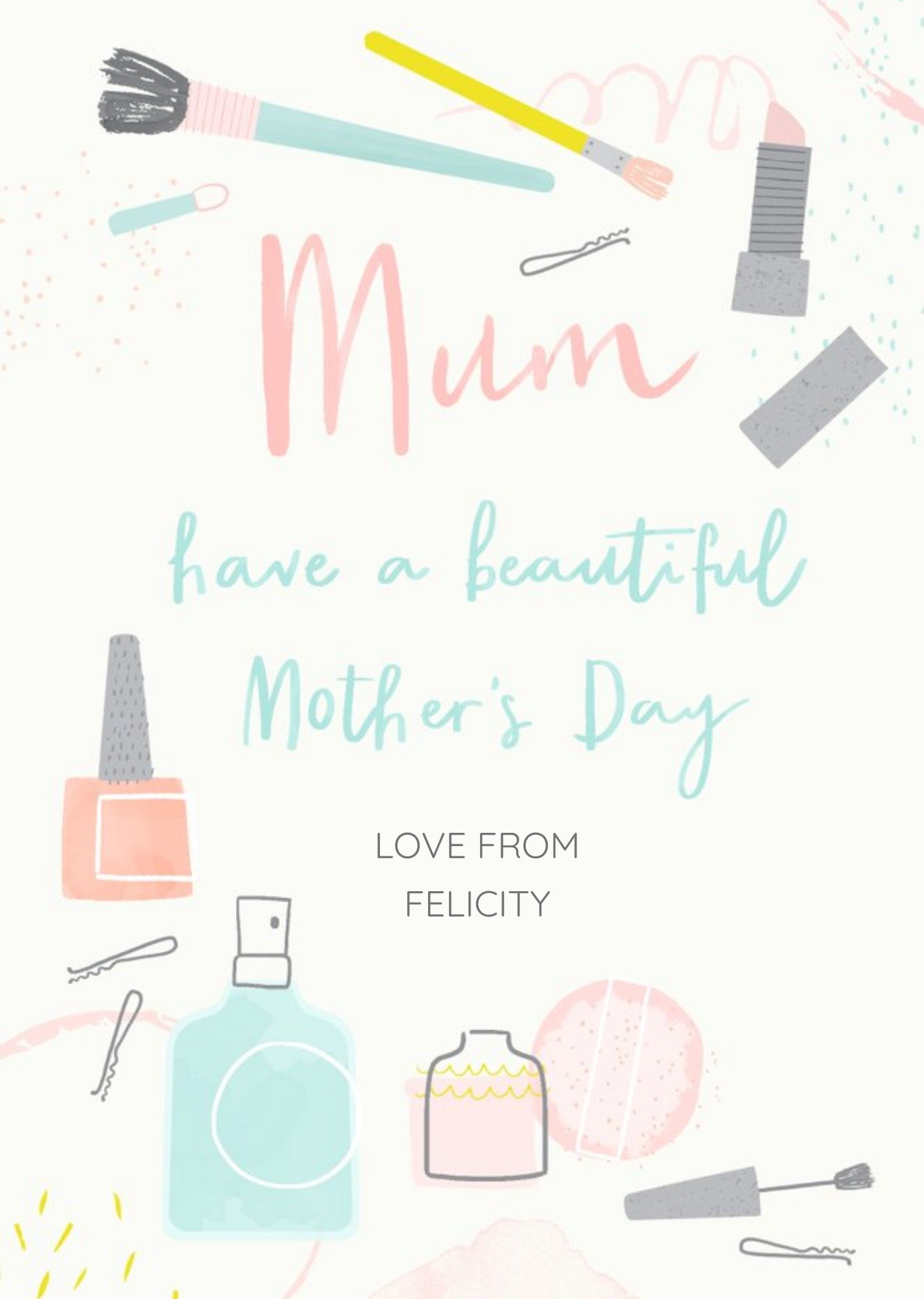 Illustrated Beauty Products Have A Beautiful Mother's Day Card