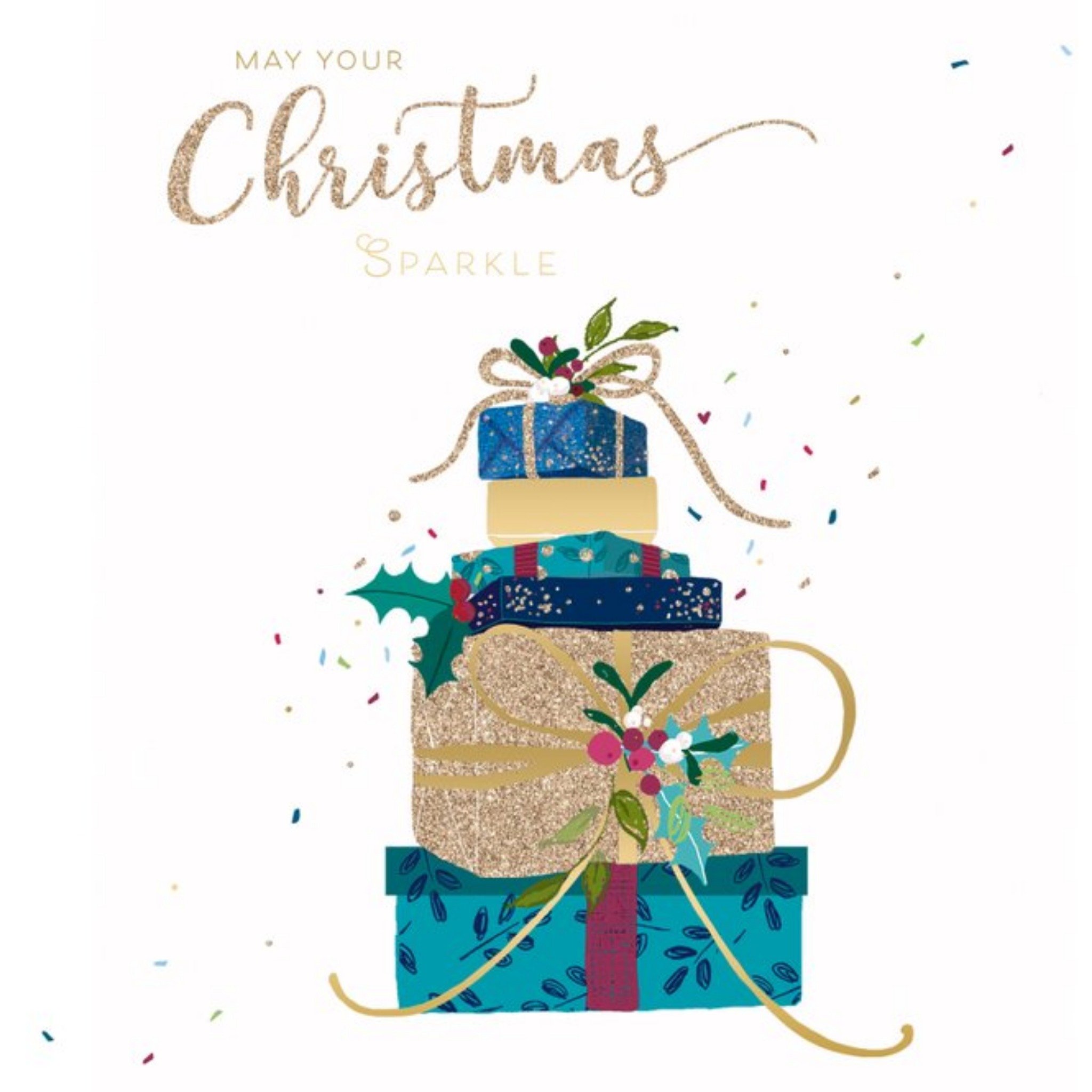 Moonpig Illustration Of Christmas Presents Christmas Card, Square