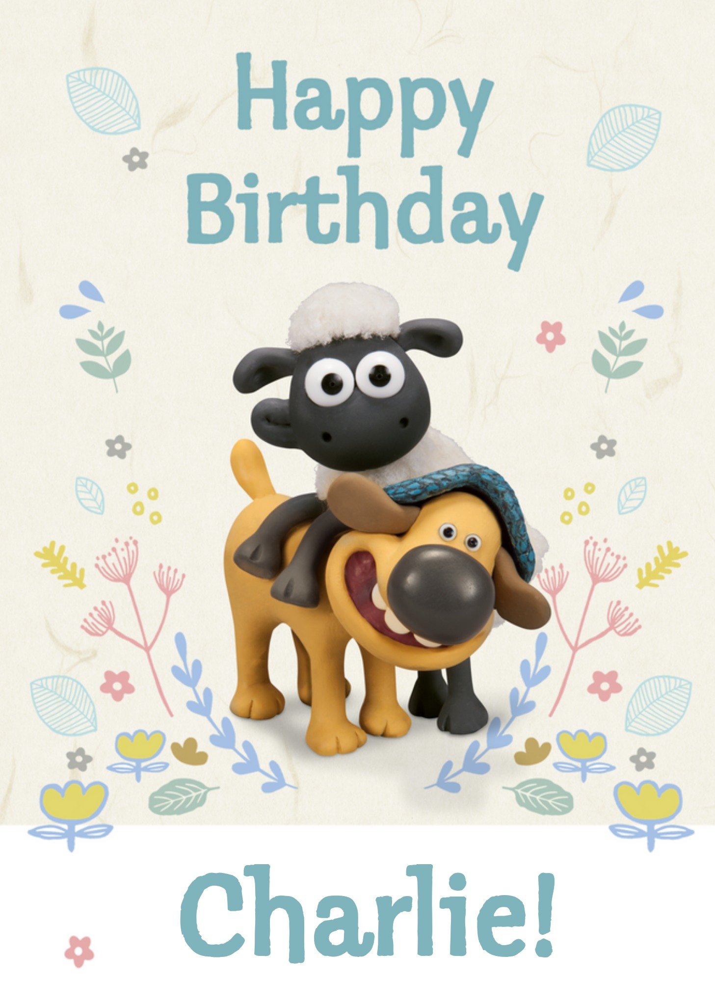 Moonpig Shaun The Sheep Sean And Bitzer Happy Birthday Personalised Card, Large