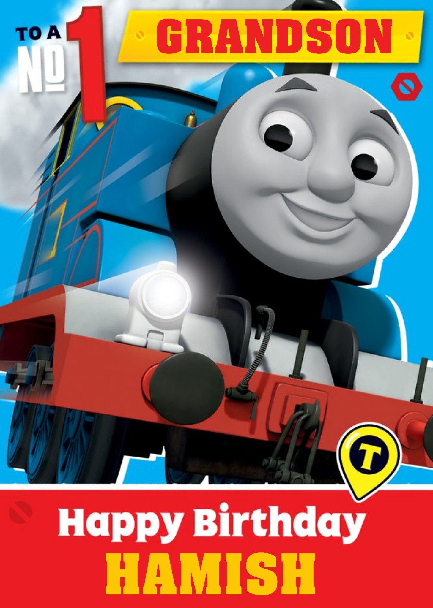 Thomas & Friends Thomas And Friends To A Number 1 Grandson Birthday Card, Large