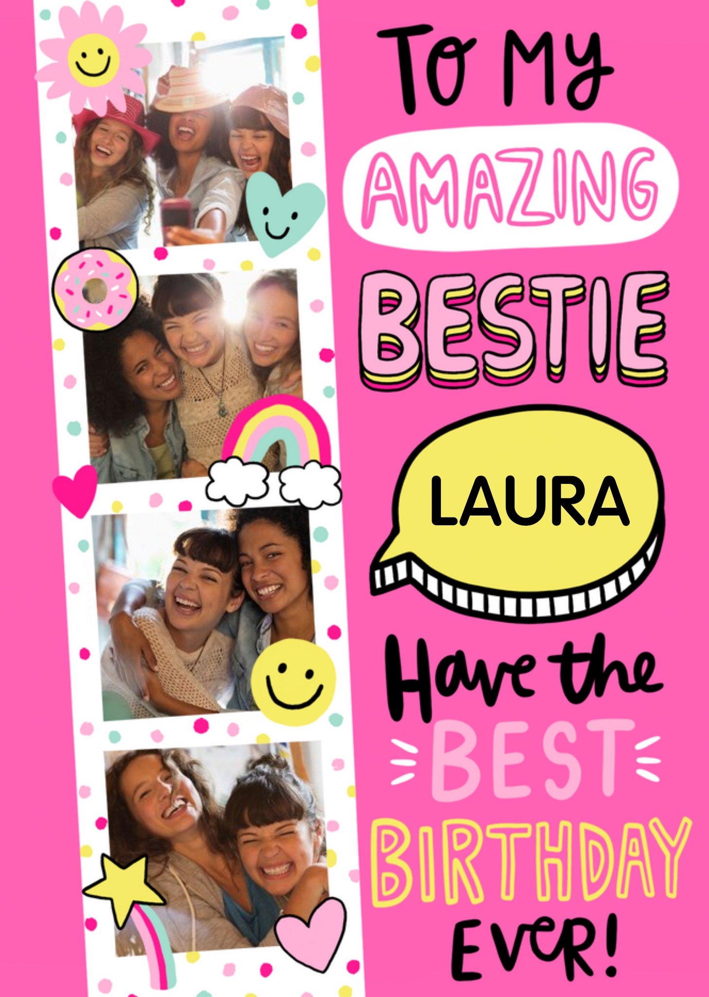 Photo Upload Strip Best Friend Birthday Card Ecard