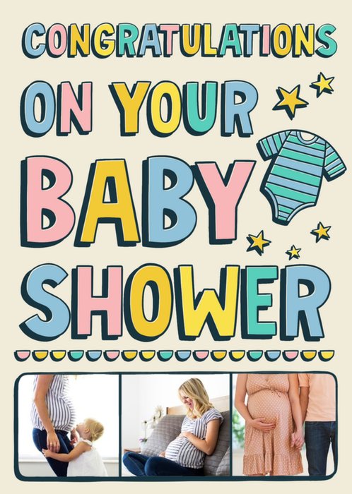 Typographic Photo Upload Baby Shower Card
