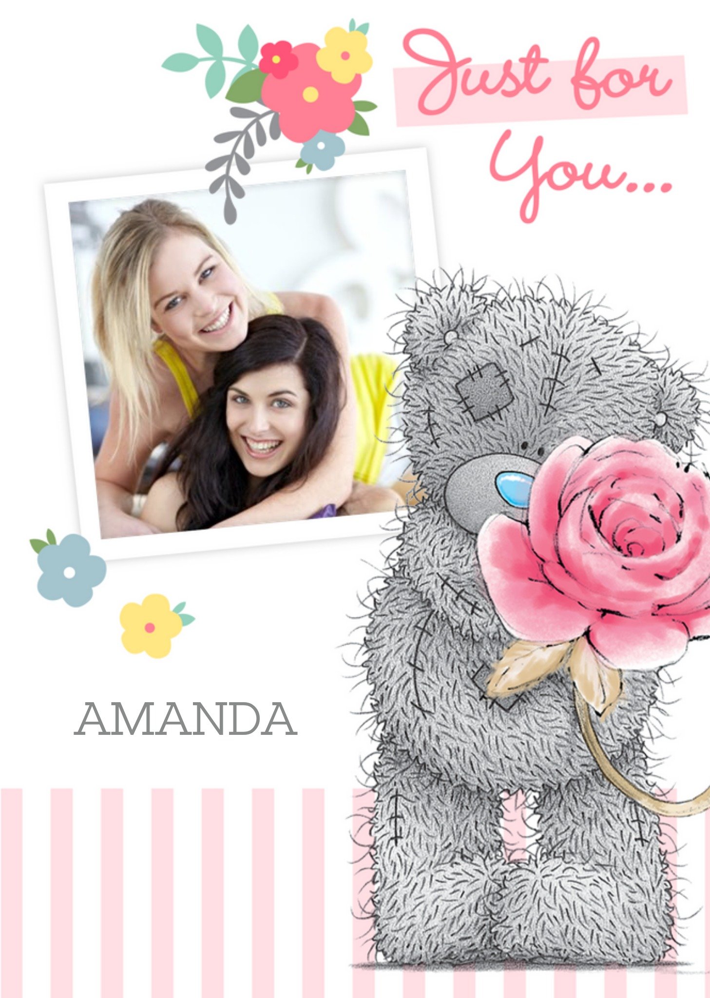 Me To You Tatty Teddy With Rose Personalised Photo Upload Just A Note Card Ecard