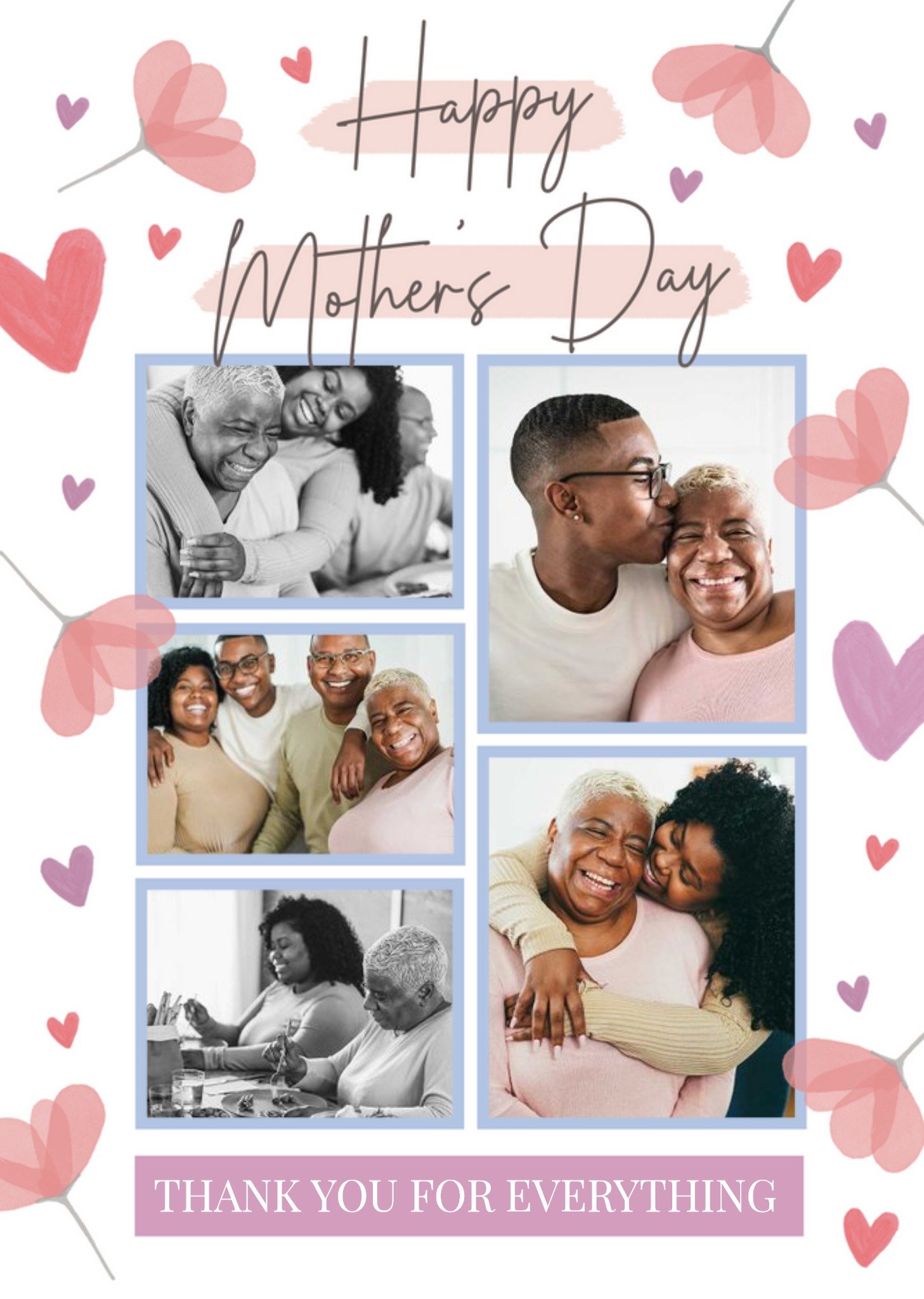 Five Photo Frames With Handwritten Typography Mother's Day Photo Upload Card Ecard