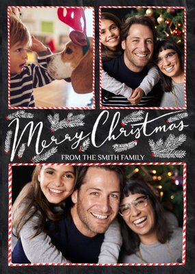 Chalkboard Merry Christmas 3 Photo Upload Card
