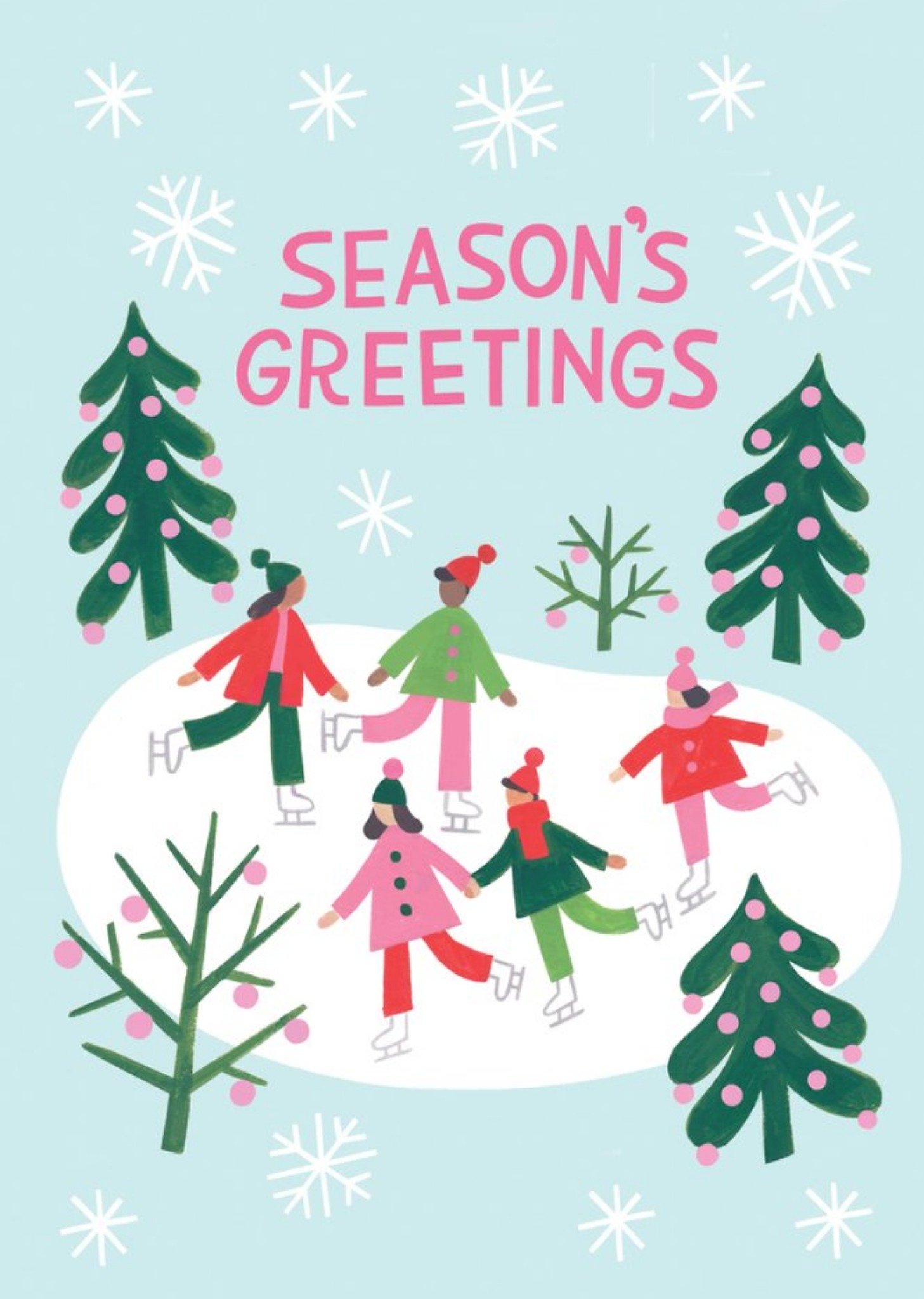 Contemporary Snow Scene Illustration Season's Greetings Card Ecard