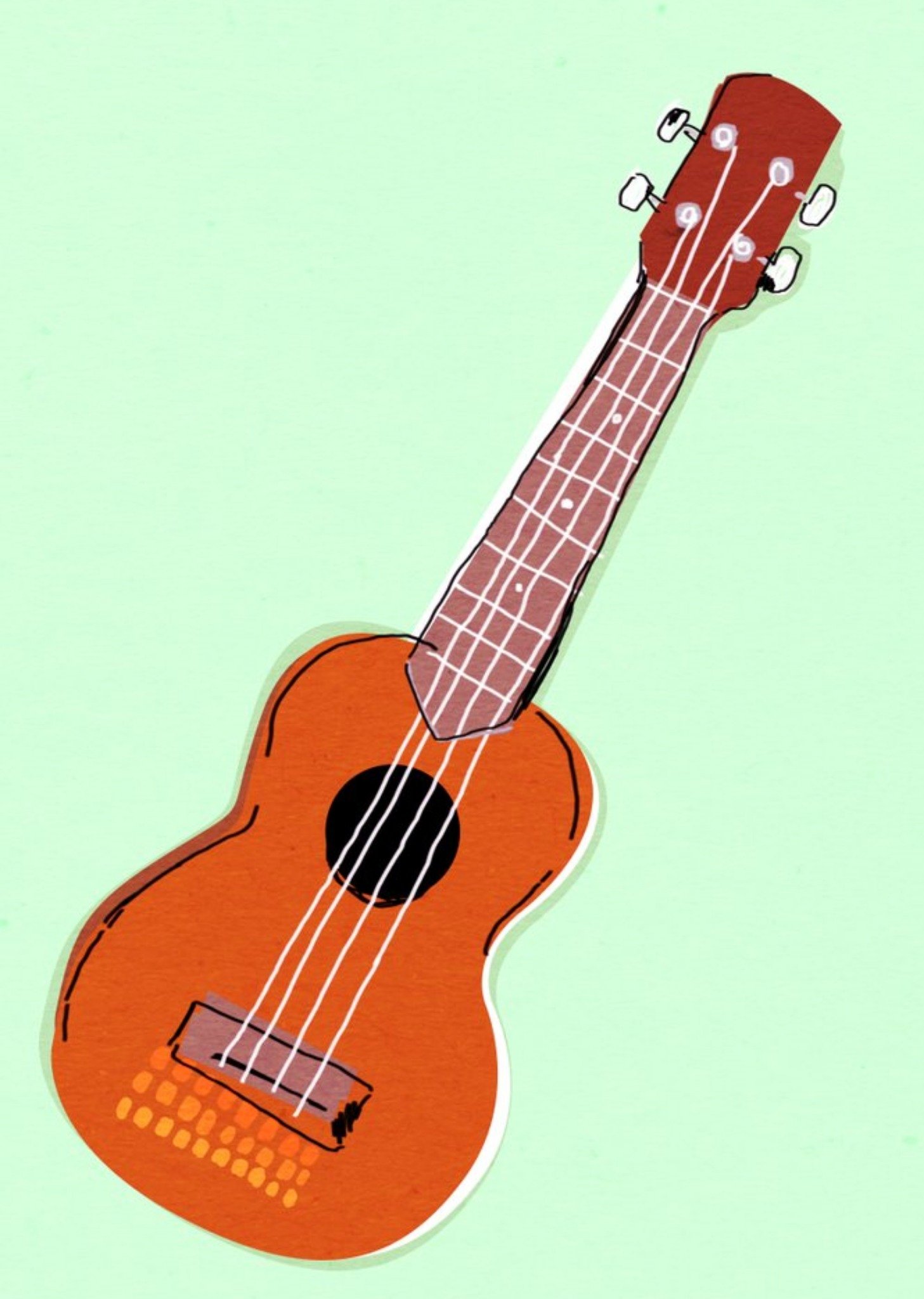 Moonpig Mint Green And Classic Guitar Illustration Card Ecard