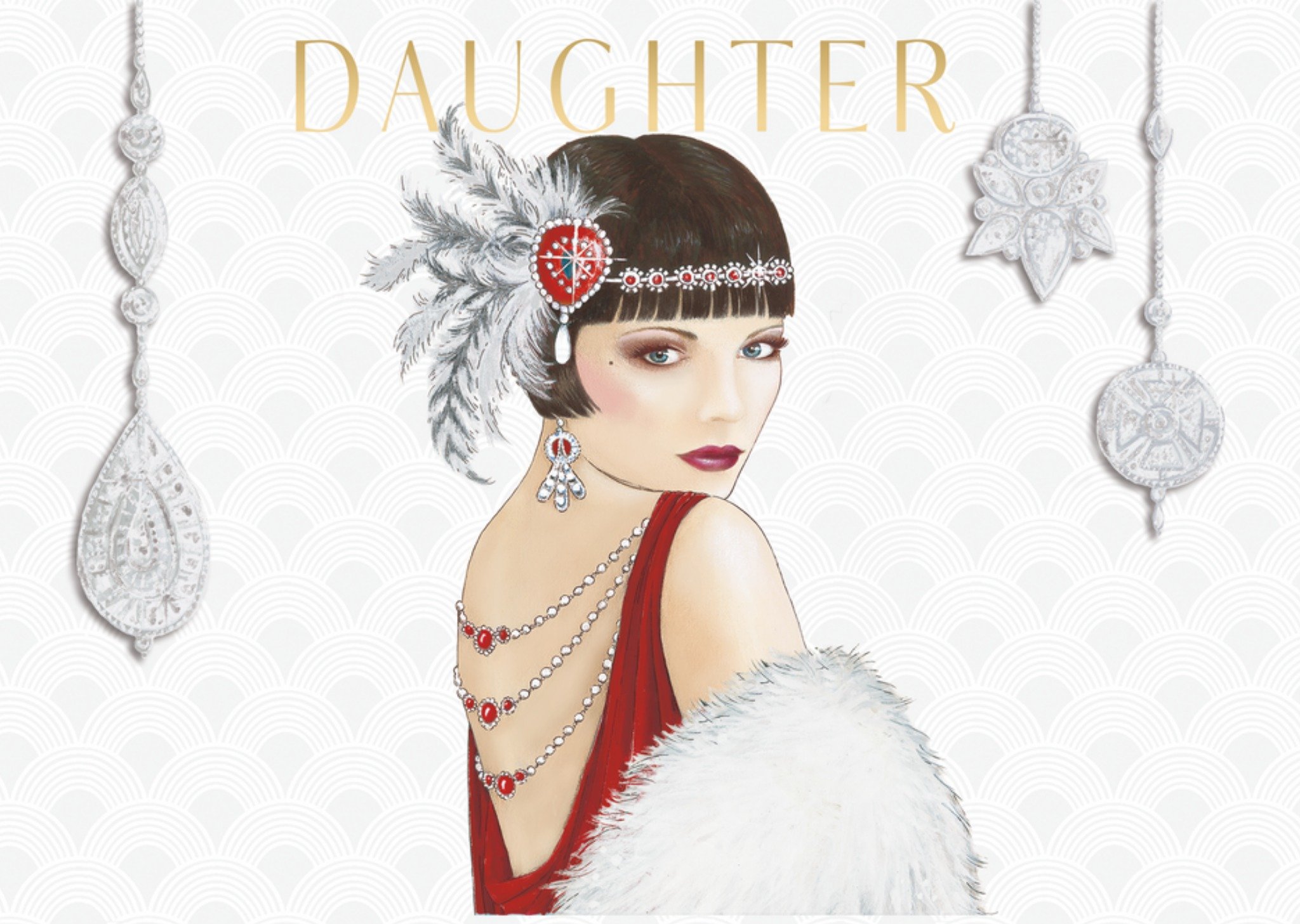 Moonpig Art Deco Daughter Christmas Card, Large