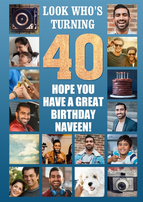 Look Whos Turning 40 Multi Photo Upload Birthday Card
