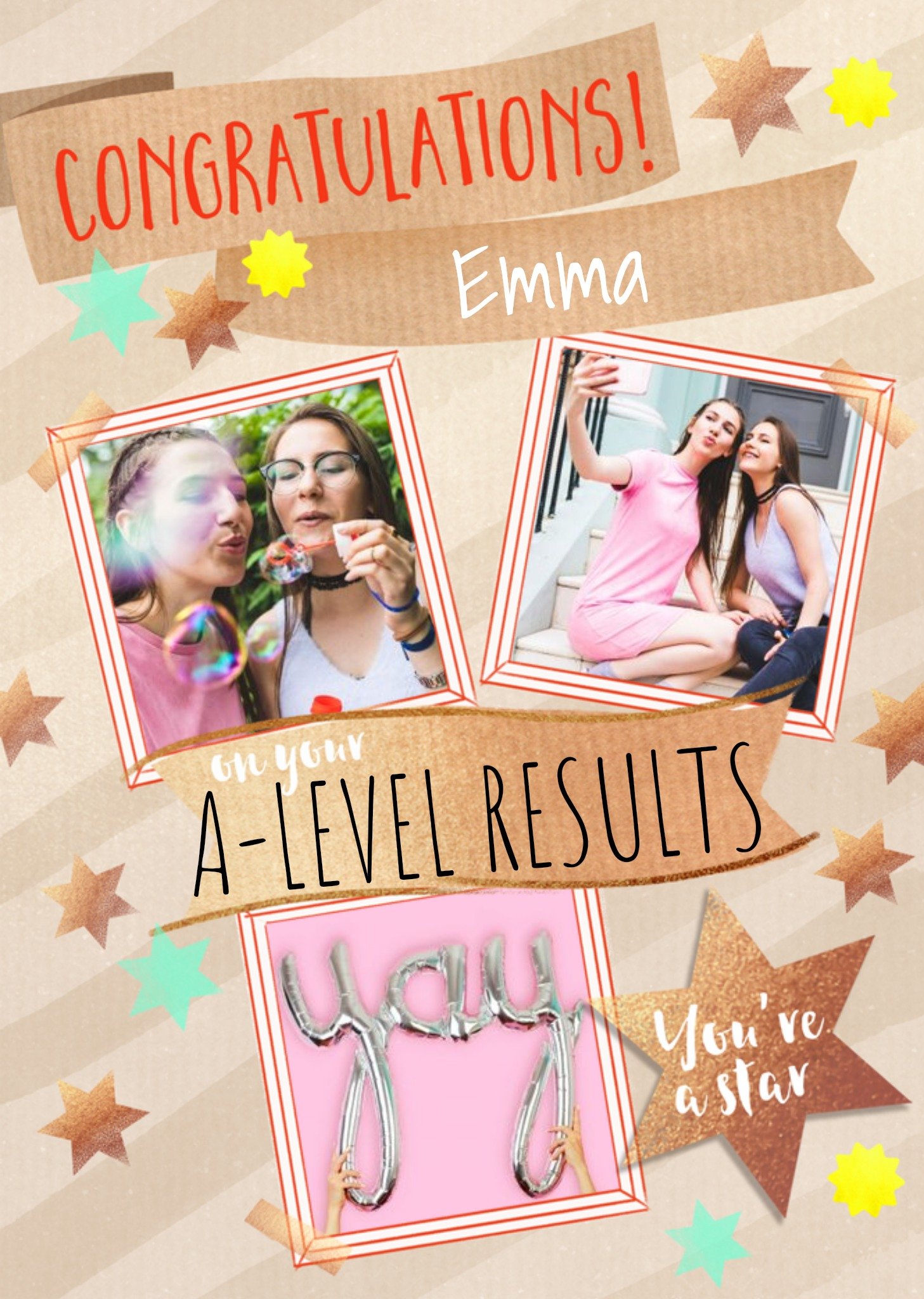 Congratulations You're A Star Photo Upload Editable Card Editable Card