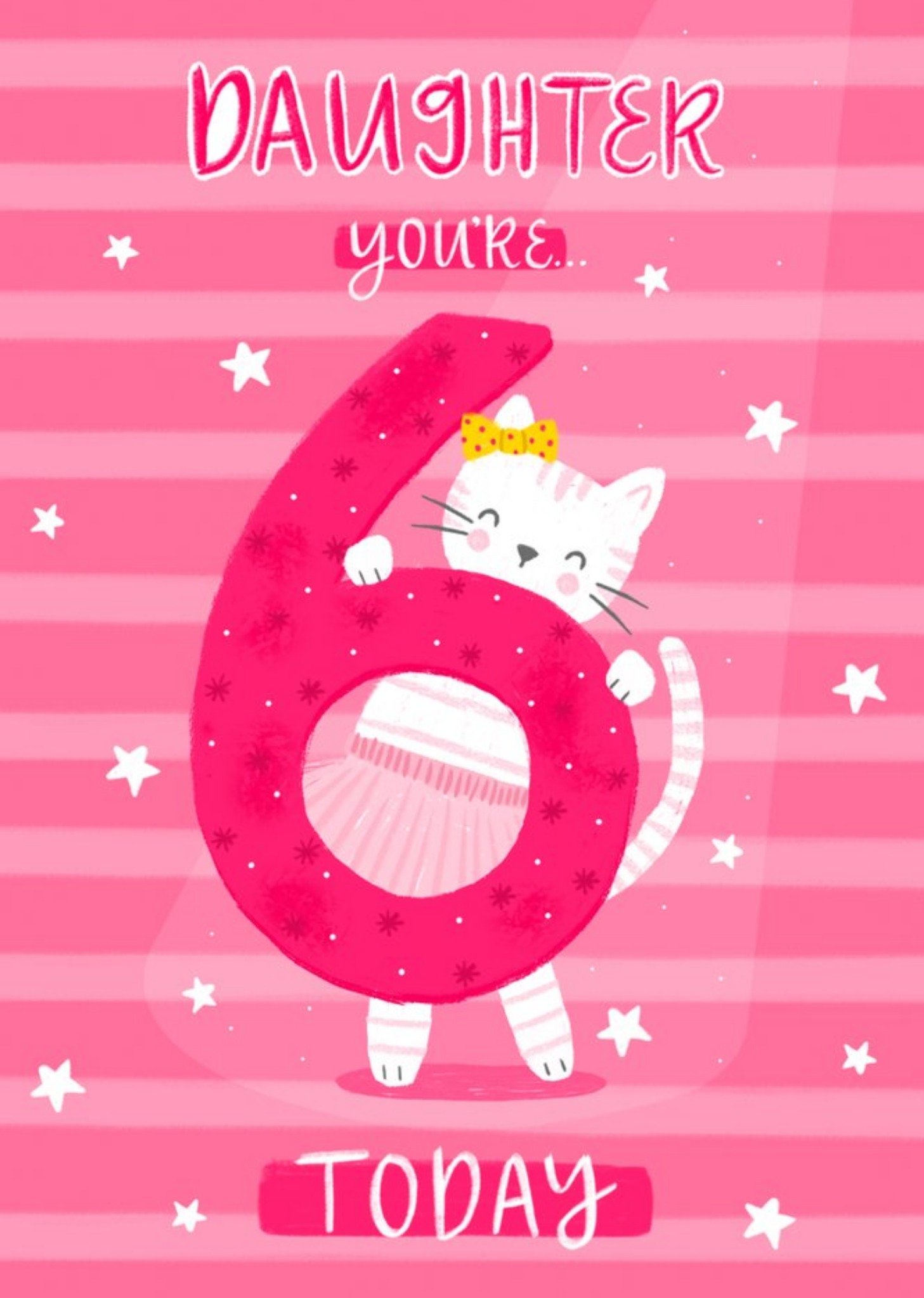 Moonpig Cute Cat Daughter You're 6 Today Birthday Card, Large