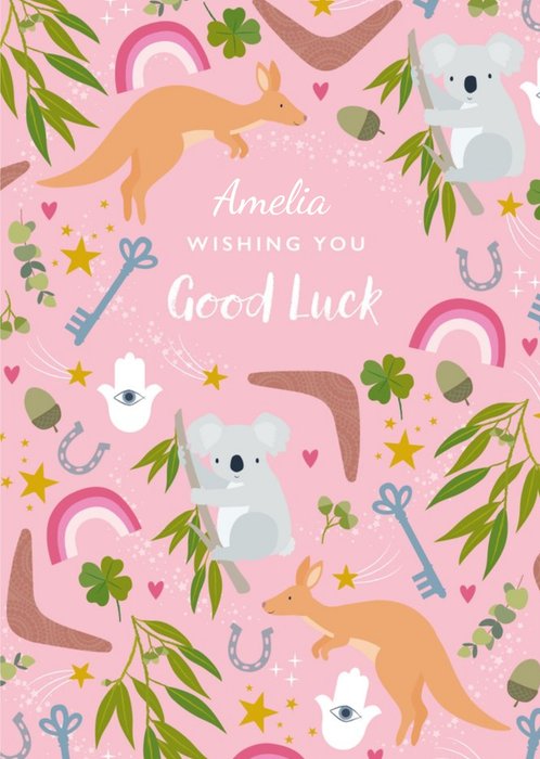 Klara Hawkins Illustrated Flowers Good Luck Animals Australia Card