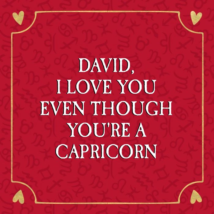 Personalised No Photo I Love You Zodiac Valentines Day Card