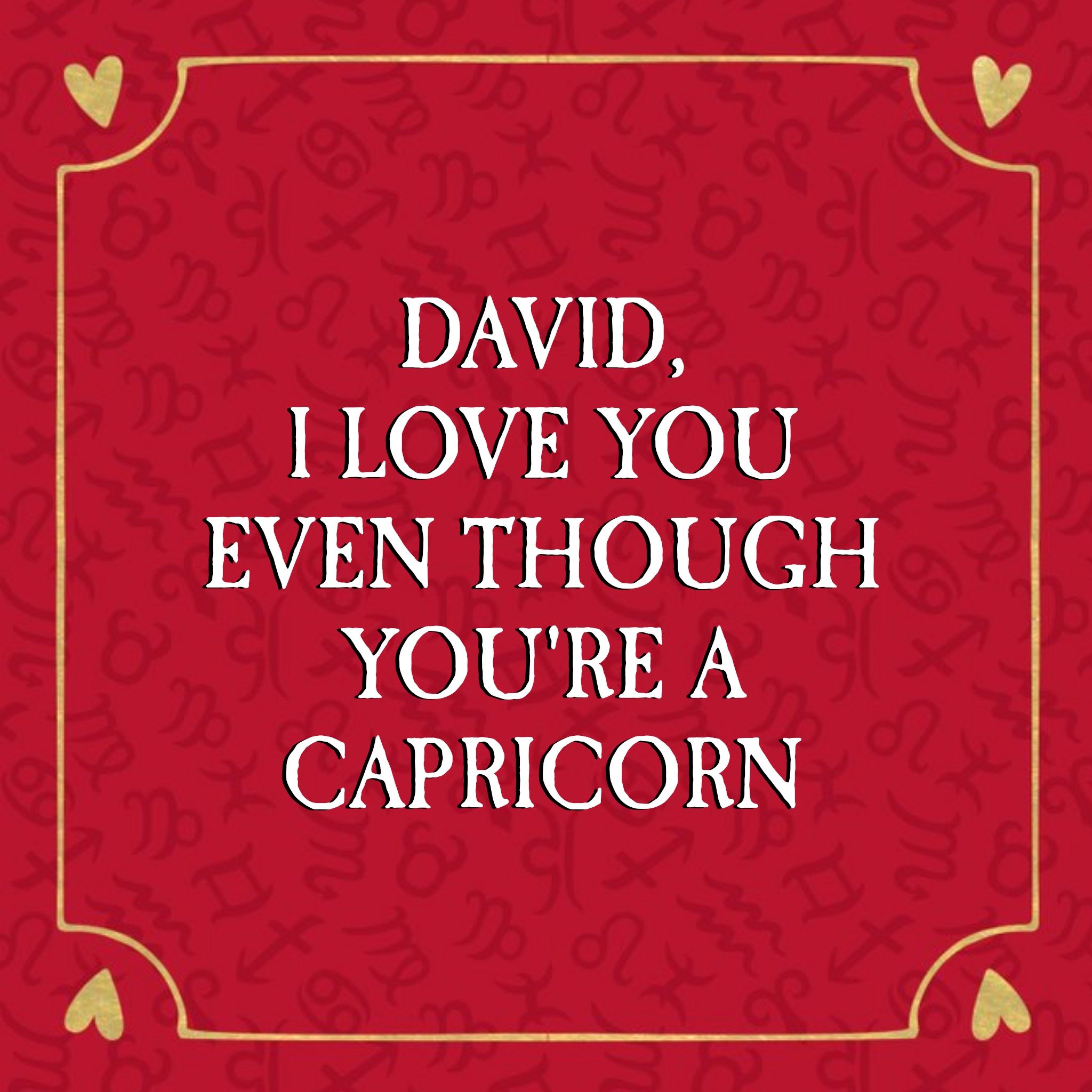 Moonpig Personalised No Photo I Love You Zodiac Valentines Day Card, Square