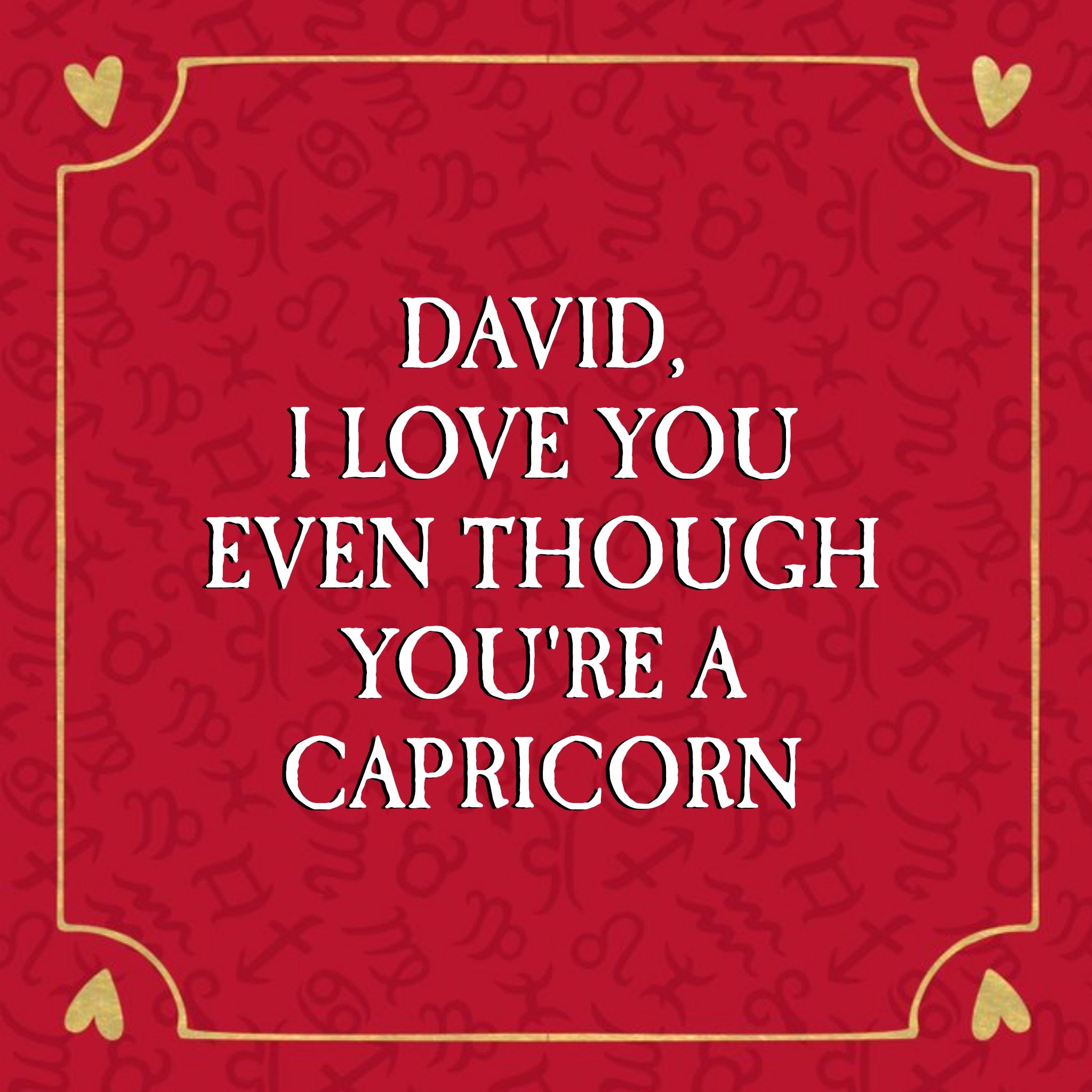 Personalised No Photo I Love You Zodiac Valentines Day Card, Square