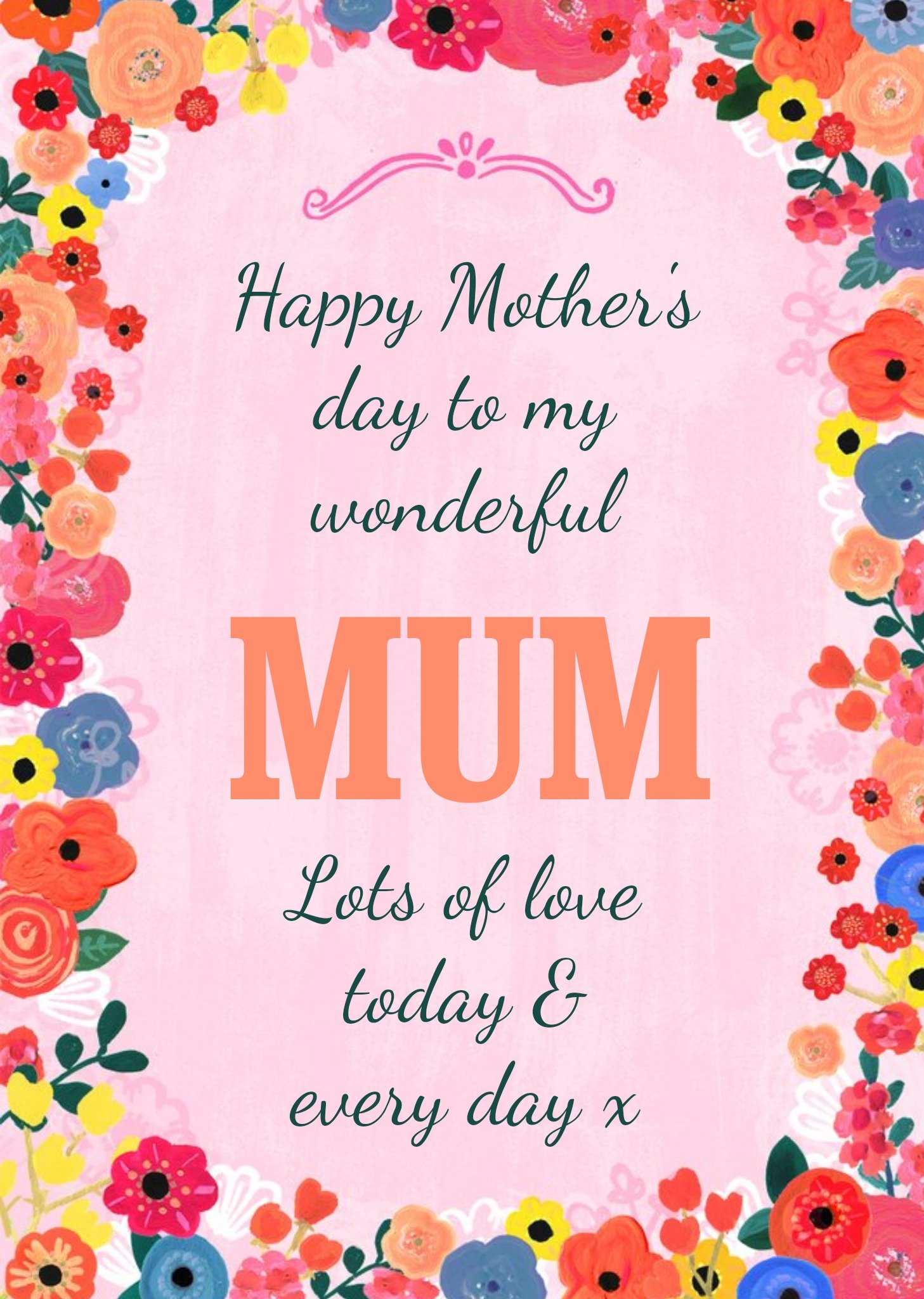 Bright And Bold Flowers Personalised Mother's Day Card Ecard