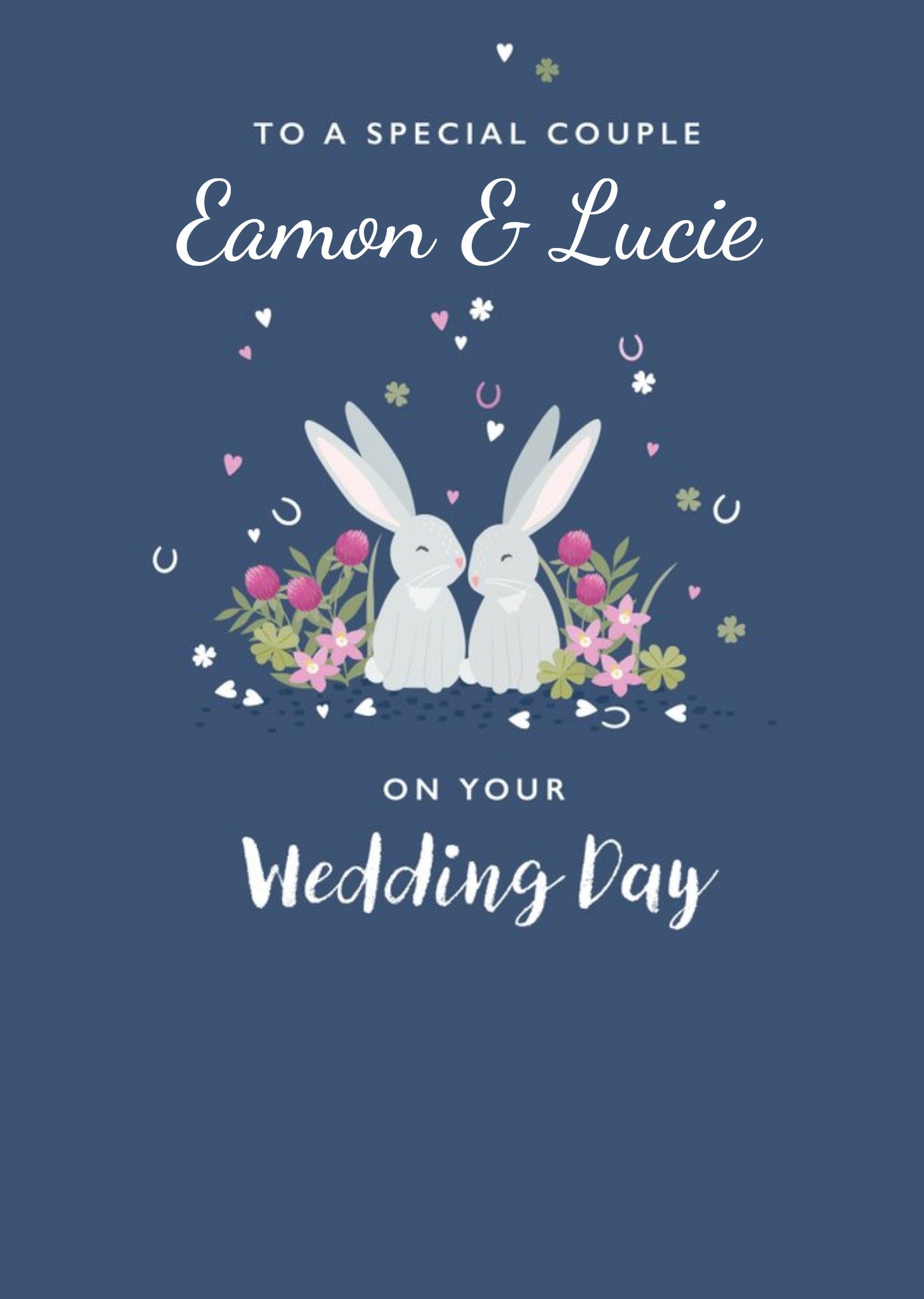 Moonpig Cute Illustrated Rabbits Wedding Day Card Ecard