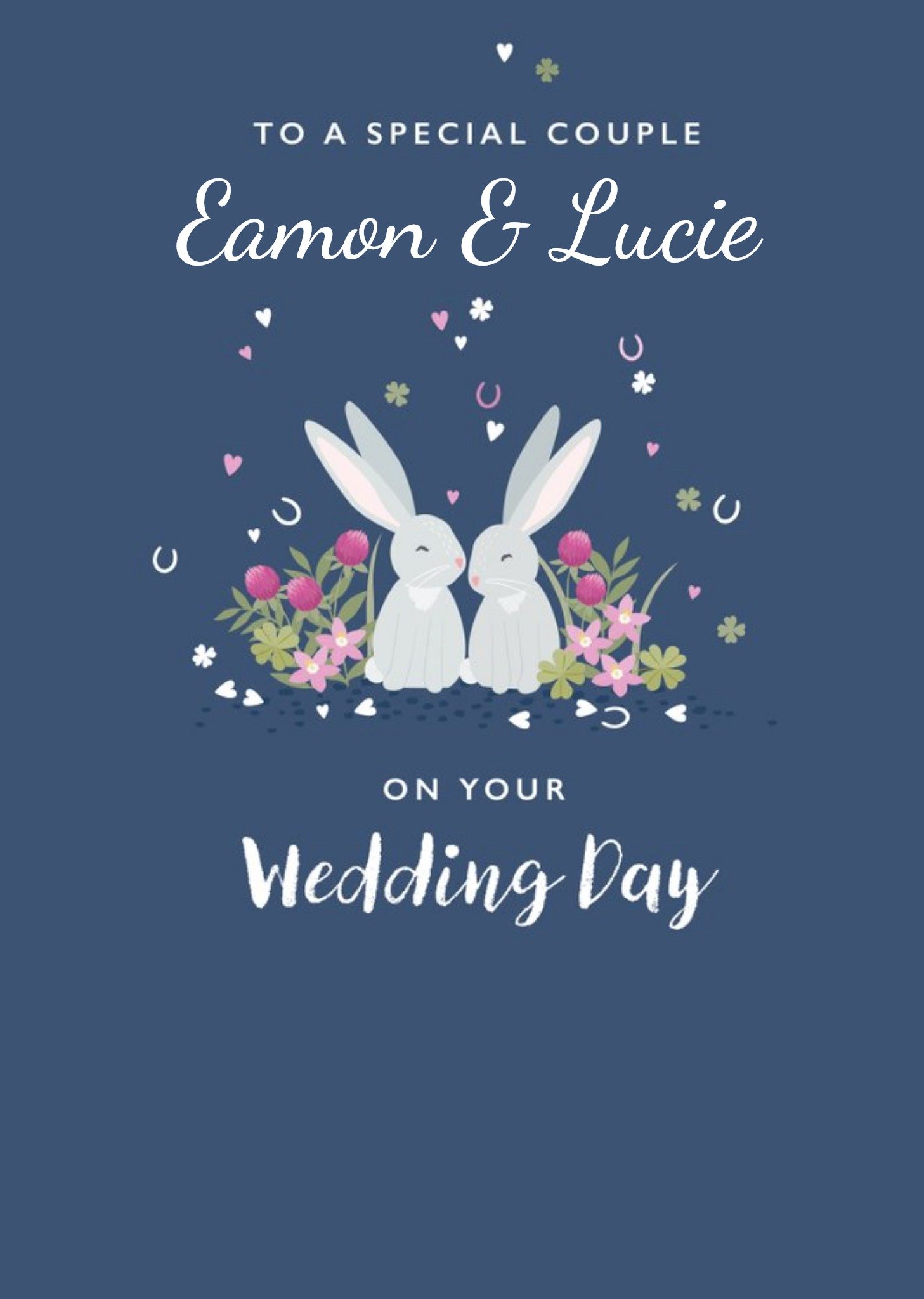 Cute Illustrated Rabbits Wedding Day Card Ecard